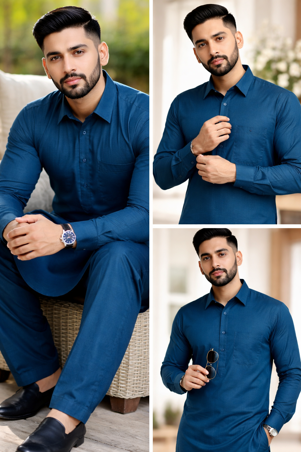Midnight Teal Pathani