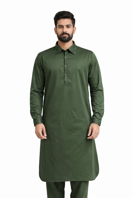 Sultan Olive Green Pathani